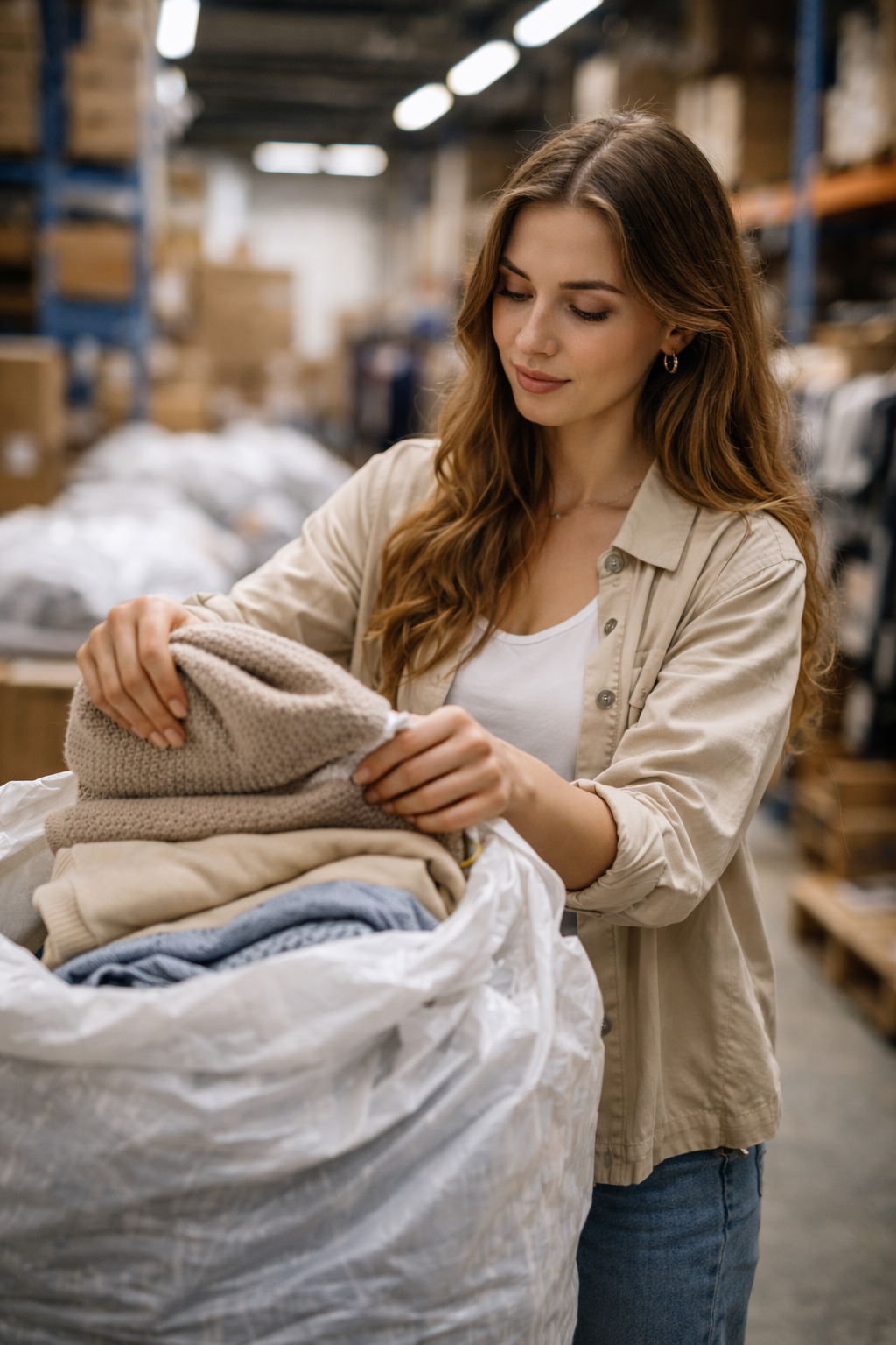 Magazyn hurtowni Rosa Krotoszyn - magazyn czyściwa bawełnianego i odzieży używanej, Seweryn Rosa